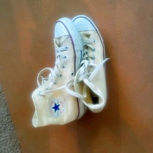 Tan White Converse Hightops